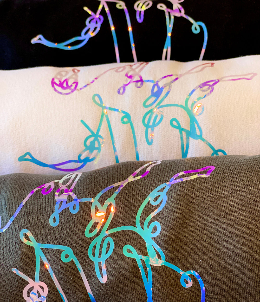 Comparison of all three sweatshirts in original Bar Cursive design by DRYbands.