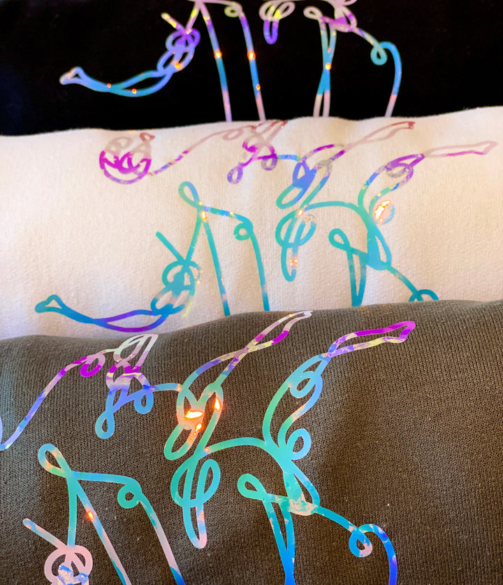 Comparison of all three sweatshirts in original Bar Cursive design by DRYbands.