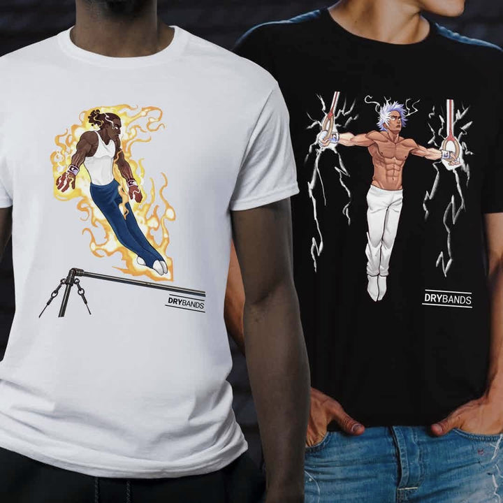 Electric energy, tshirt for the male gymnast, men's gymnastics apparel, energy collection from DRYbands