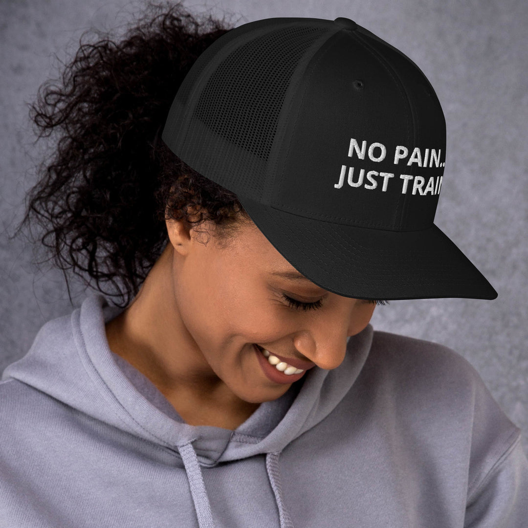 No pain just train trucker hat by DRYbands. The best gymnastics wristbands for gymnasts