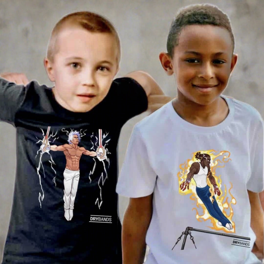 Electric energy, tshirt for the male gymnast, men's gymnastics apparel, energy collection from DRYbands